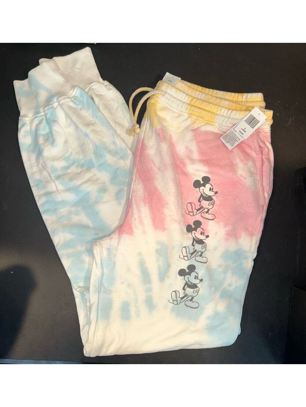 Disney Mickey Mouse Tie Dye Sweatpants Joggers Women’s Large NWT Pastel